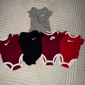 Nike 0-3 Month Bodysuit Bundle - Red, Black, Gray, Maroon